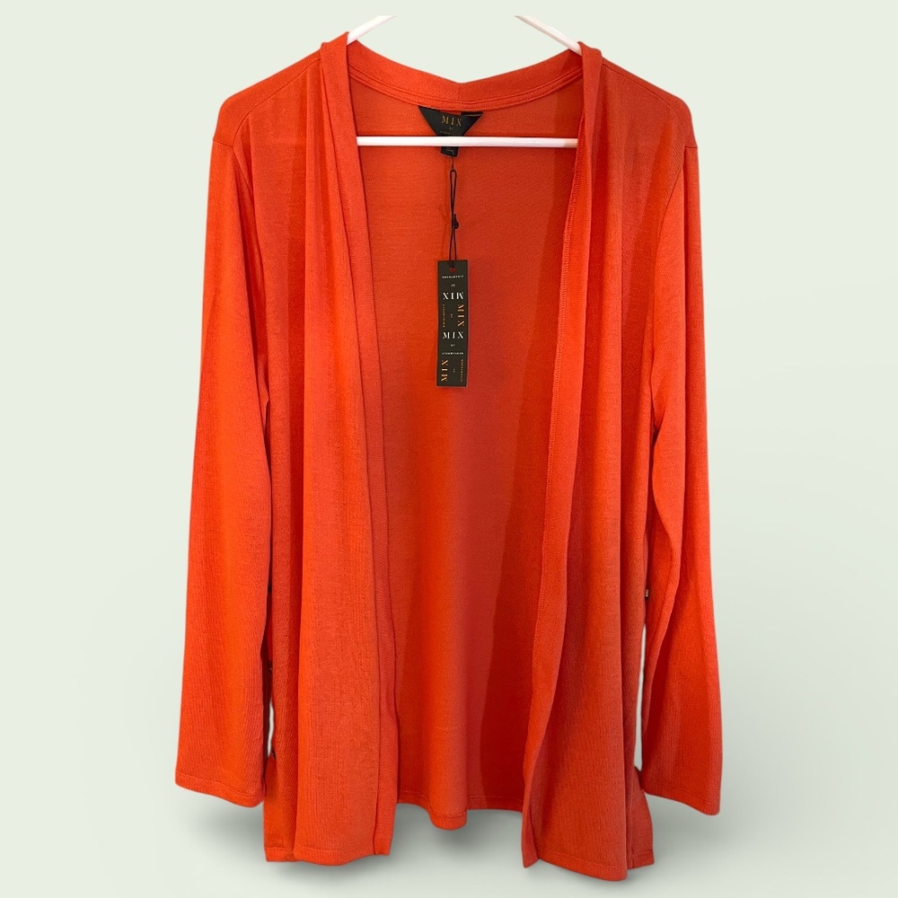 MIX by 41 Hawthorn Coral Open Front Lightweight Cardigan Size XXL